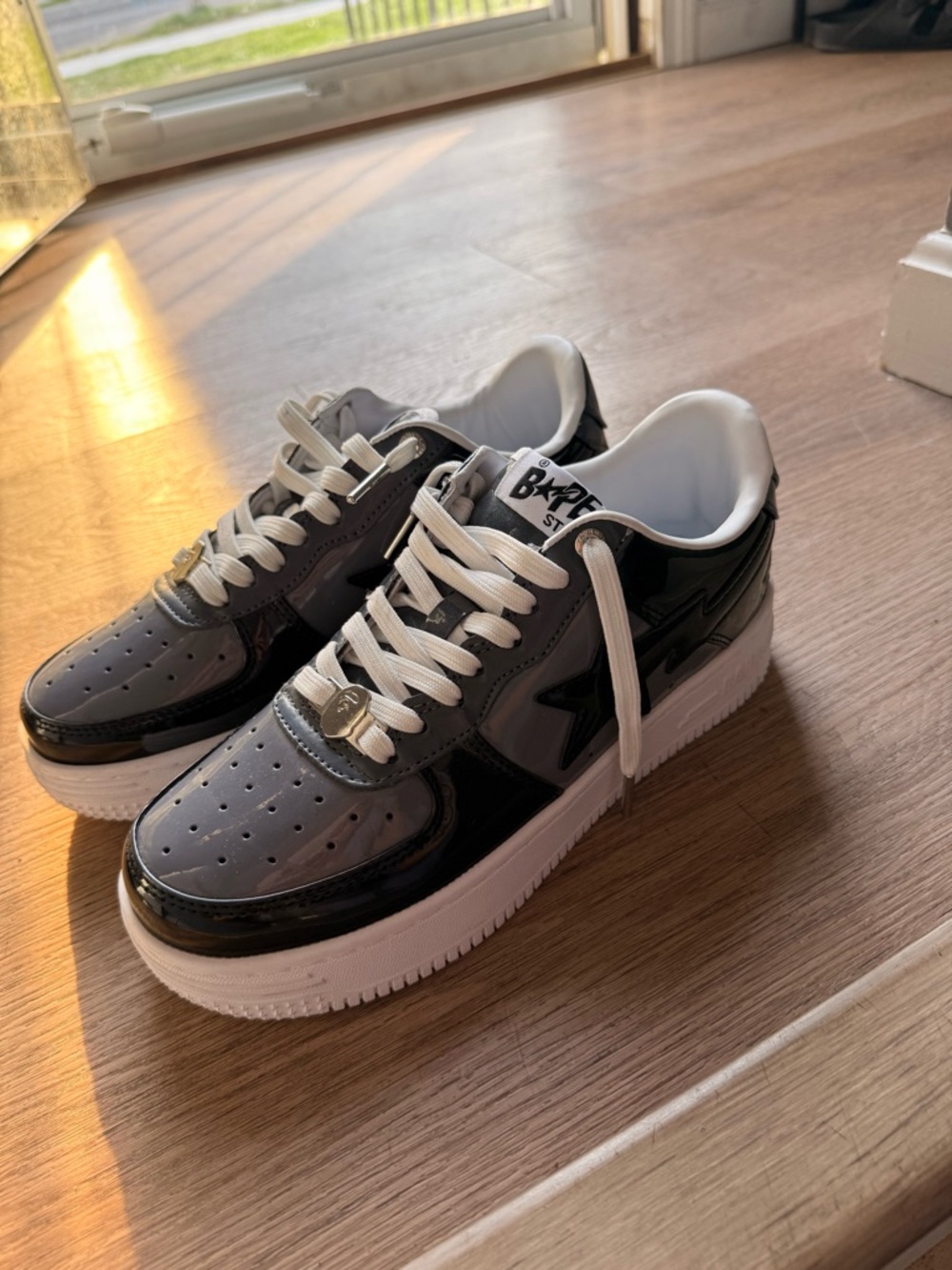 Bape Black and Gray Sta Low Top Sneakers